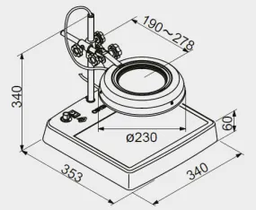 Lente di ingrandimento a LED con regolazione 2x base 353x340mm